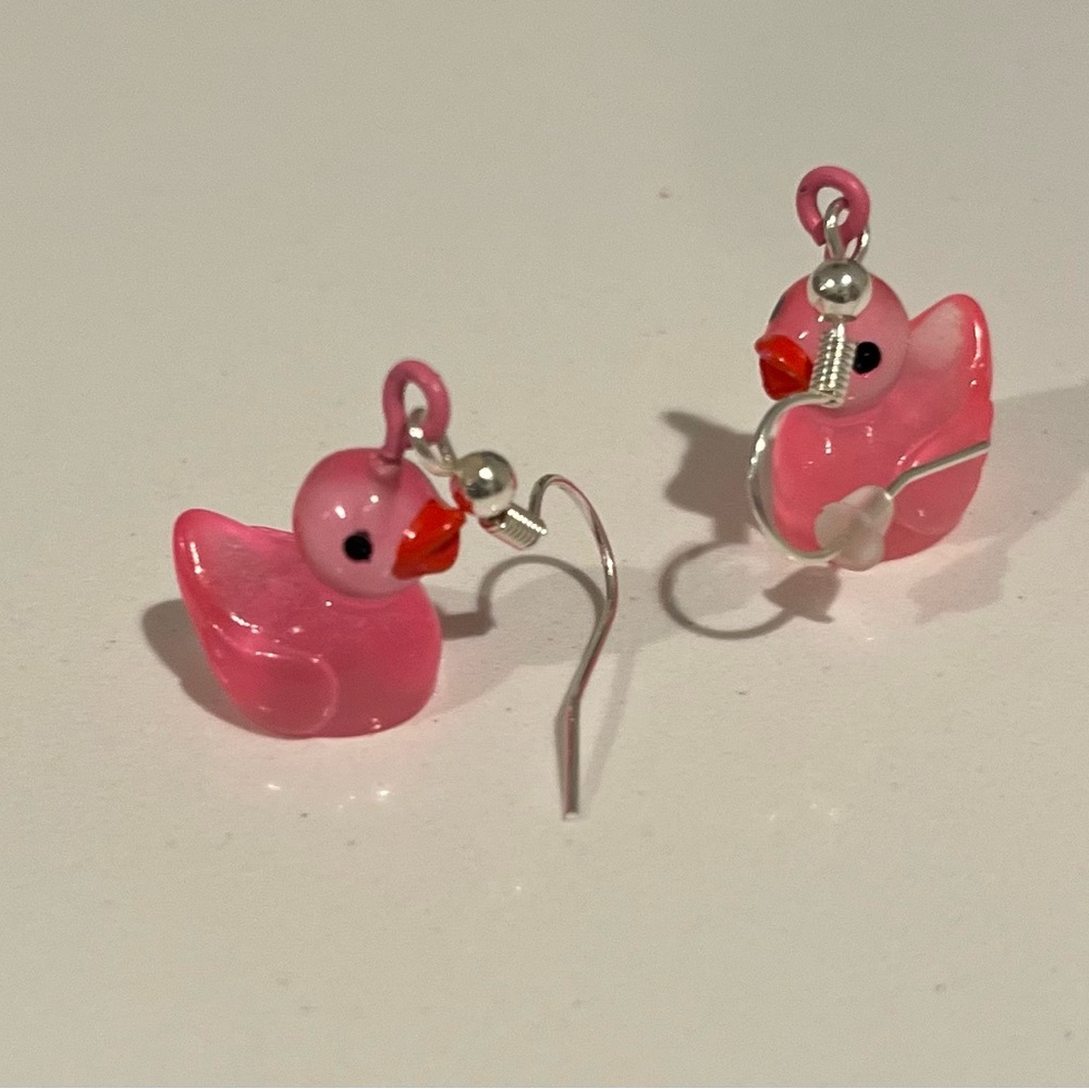 Cute Pink Duck Earrings